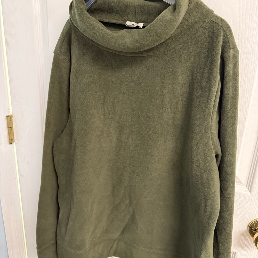 Talbots Olive Cowl Neck fleece Sweater sz XL